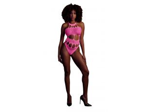 Body Ouch z greckim dekoltem neonowy róż XS/XL