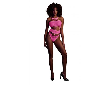 Body Ouch z greckim dekoltem neonowy róż XS/XL