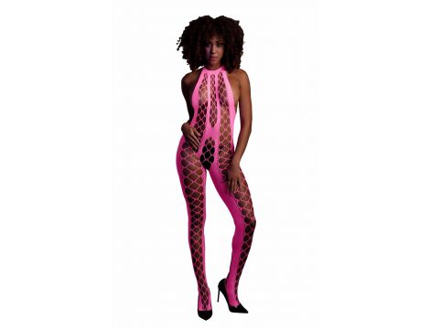 Bodystocking Ouch neonowy z halterneck różowy XS XL