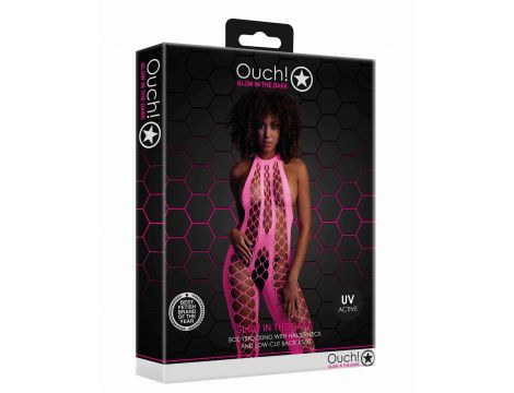 Bodystocking Ouch neonowy z halterneck różowy XS XL - 3