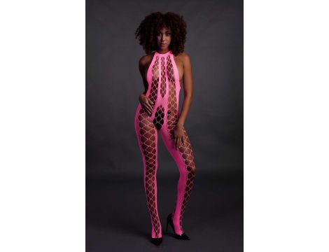 Bodystocking Ouch neonowy z halterneck różowy XS XL - 4