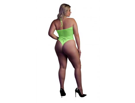 Body erotyczne Ouch neonowa zieleń halter XL XXXXL - 2