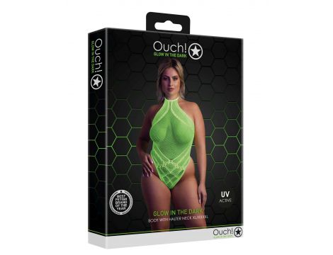 Body erotyczne Ouch neonowa zieleń halter XL XXXXL - 3