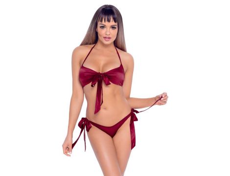 Komplet bielizny z kokardkami Cottelli LINGERIE czerwony S/M - 3
