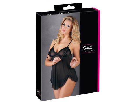 Babydoll z falbankami Cottelli LINGERIE czarny L