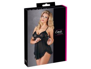 Babydoll z falbankami Cottelli Lingerie czarny 2XL