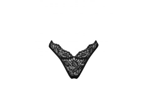 Stringi otwarte koronkowe Obsessive Bellastia czarne XL/2XL - 7