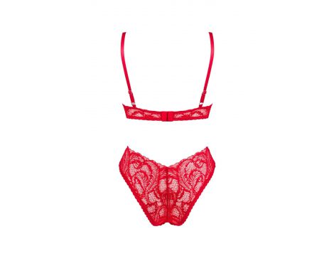 Komplet koronkowej bielizny asymetryczny Obsessive Atenica czerwony M/L - 6