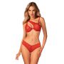 Komplet koronkowej bielizny asymetryczny Obsessive Atenica czerwony M/L - 2