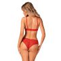 Komplet koronkowej bielizny asymetryczny Obsessive Atenica czerwony M/L - 3