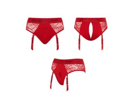 Uprząż koronkowa Diva Strap-on-me czerwona XL - 5
