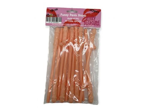 Słomki do picia w kształcie penisa Kinky Pleasure 19 cm 10 sztuk
