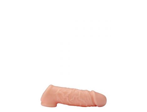 Przedłużka silikonowa RealStuff z paskiem na jądra 14 cm - 3