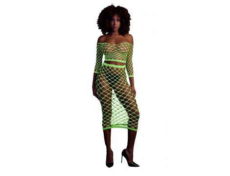 Komplet bielizny Ouch neonowy zielony XS/XL