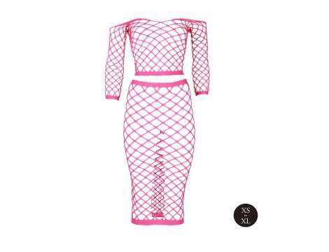 Komplet bielizny neonowy Ouch! różowy UV XS/XL - 6