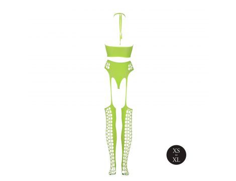 Komplet bielizny Ouch! neonowy zielony crop top pończochy XS/XL - 7