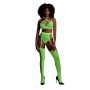 Komplet bielizny Ouch! neonowy zielony crop top pończochy XS/XL - 2