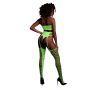 Komplet bielizny Ouch! neonowy zielony crop top pończochy XS/XL - 3