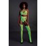 Komplet bielizny Ouch! neonowy zielony crop top pończochy XS/XL - 5