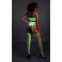 Komplet bielizny Ouch! neonowy zielony crop top pończochy XS/XL - 6