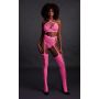 Neonowy komplet Ouch! crop top i pończochy różowy XS/XL - 5