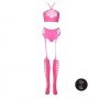 Neonowy komplet Ouch! crop top i pończochy różowy XS/XL - 7