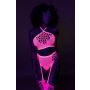 Neonowy komplet Ouch! crop top i pończochy różowy XS/XL - 9