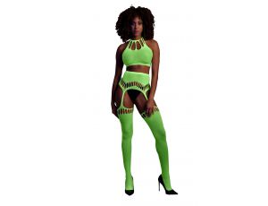 Komplet bielizny Ouch neonowy zielony UV XS/XL