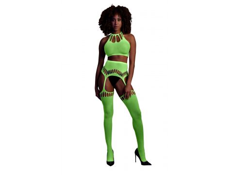 Komplet bielizny Ouch neonowy zielony UV XS/XL