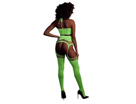 Komplet bielizny Ouch neonowy zielony UV XS/XL - 2