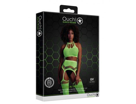 Komplet bielizny Ouch neonowy zielony UV XS/XL - 3