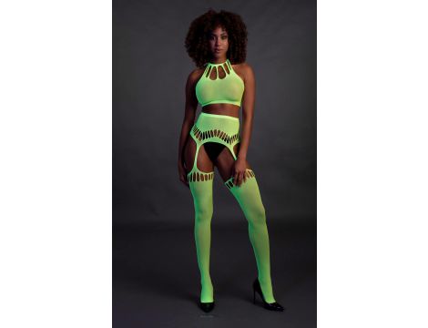 Komplet bielizny Ouch neonowy zielony UV XS/XL - 4