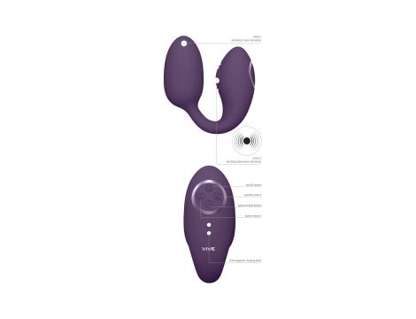 Dwusilnikowy stymulator łechtaczki i punktu G Vive Aika fioletowy USB 9cm - 7