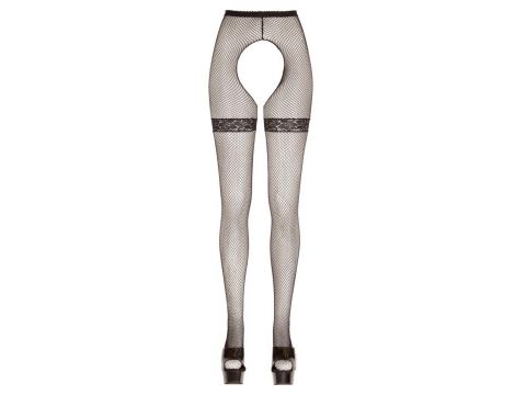 Rajstopy siatkowe Cottelli LEGWEAR z koronkowymi paskami M/L - 3