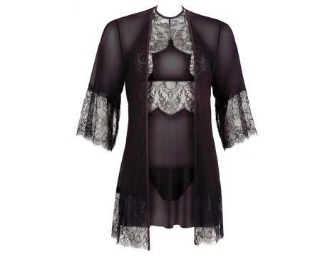 Koszulka nocna z kimonem Cottelli Lingerie czarna XL - 5