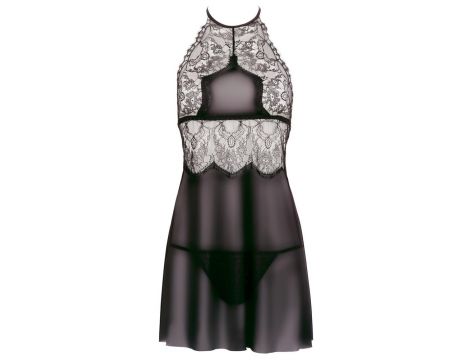 Koszulka nocna z kimonem Cottelli Lingerie czarna XL - 6