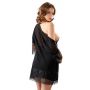 Koszulka nocna z kimonem Cottelli Lingerie czarna XL - 10