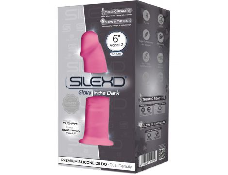 Realistyczne dildo silikonowe Silexd różowe świecące 15 cm - 3