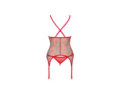 Gorset koronkowy świąteczny Obsessive czerwony XL 2XL - 6