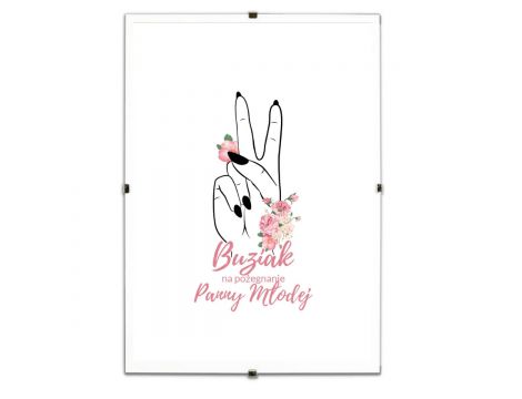 Pamiątkowy biały plakat "Buziaki na pożegnanie Panny Młodej" w antyramie. - 3