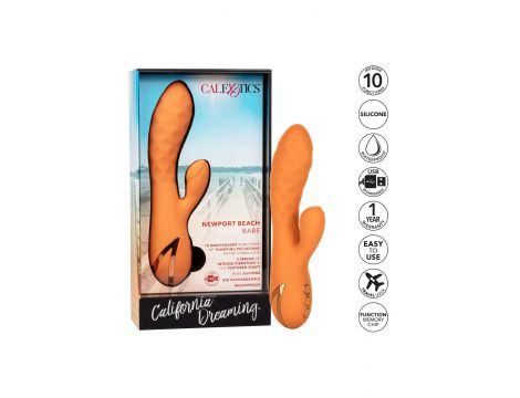 Wibrator króliczek Calexotics Newport Beach Babe pomarańczowy USB 21.5 cm - 7