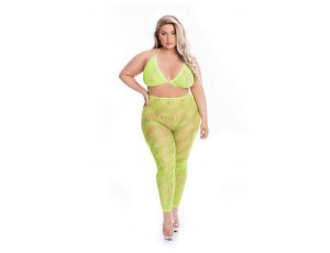 Komplet bielizny All About Leaf siatkowy zielony plus size Pink Lipstick