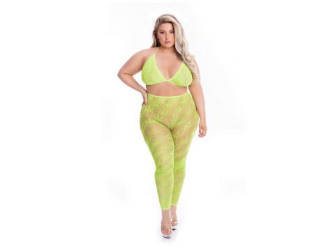 Komplet bielizny All About Leaf siatkowy zielony plus size Pink Lipstick