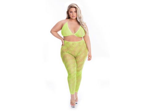 Komplet bielizny All About Leaf siatkowy zielony plus size Pink Lipstick - 4