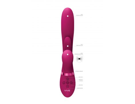 Wibrator Kura Vive z klapowym językiem i pchnięciem różowy USB - 7