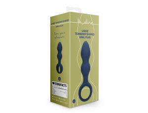 Korek analny silikonowy Loveline łezkowaty duży niebieski 12 cm