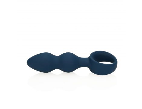Korek analny silikonowy Loveline łezkowaty duży niebieski 12 cm - 3