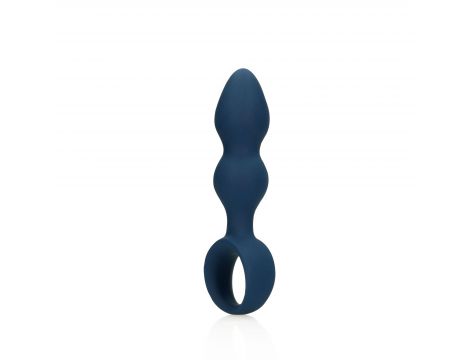 Korek analny silikonowy Loveline łezkowaty duży niebieski 12 cm - 4