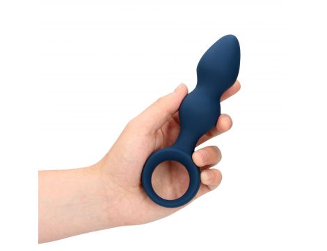 Korek analny silikonowy Loveline łezkowaty duży niebieski 12 cm - 5