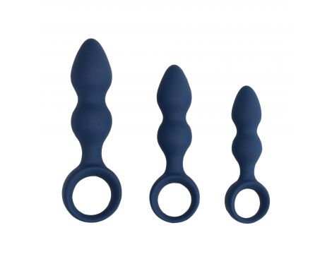 Korek analny silikonowy Loveline łezkowaty duży niebieski 12 cm - 6